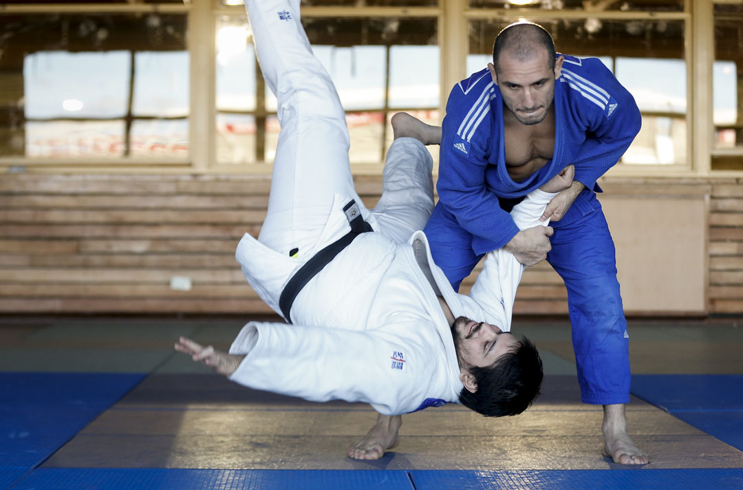 BUENOS AIRES, ARGENTINA - JUNE 10: Judoka Emmanuel Lucenti of Argentina competes during an exclusive portrait session at CeNARD on June 10, 2016 in Buenos Aires, Argentina. (Photo by Gabriel Rossi/LatinContent/Getty Images)