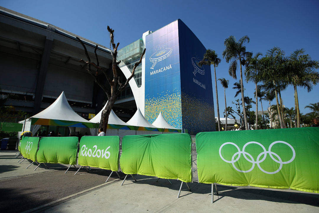 RIO DE JANEIRO, BRAZIL - AUGUST 02: A general view of the outside of the Maracana, venue for Ceremonies and Football ahead of the 2016 Summer Olympic Games on August 2, 2016 in Rio de (Photo by Cameron Spencer/Getty Images)