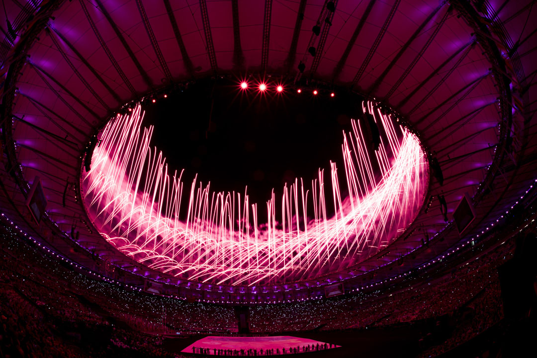 RIO DE JANEIRO, BRAZIL - SEPTEMBER 07: Fireworks explode during the Opening Ceremony of the Rio 2016 Paralympic Games at Maracana Stadium on September 7, 2016 in Rio de Janeiro, Brazil. (Photo by Alexandre Loureiro/Getty Images)